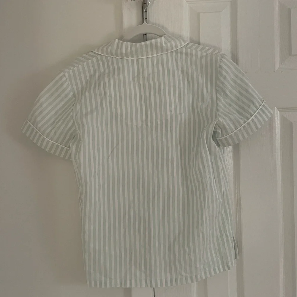 BEDHEAD Striped Classic Organic Cotton Lounge Pajama Set Mint Green Beach - Picture 3 of 9